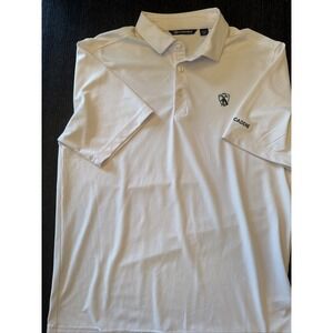 Cutter & Buck White Golf Polo 1990 Crest Caddie Sleeve Mens M (D)